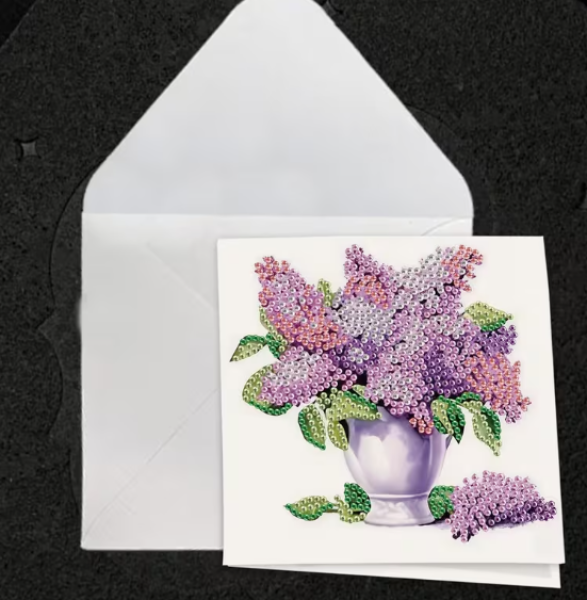 Diamond Painting 6 Stück Fliederblumenkarten